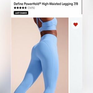 Fabletics Define PowerHold® High-Waisted Light Blue Leggings